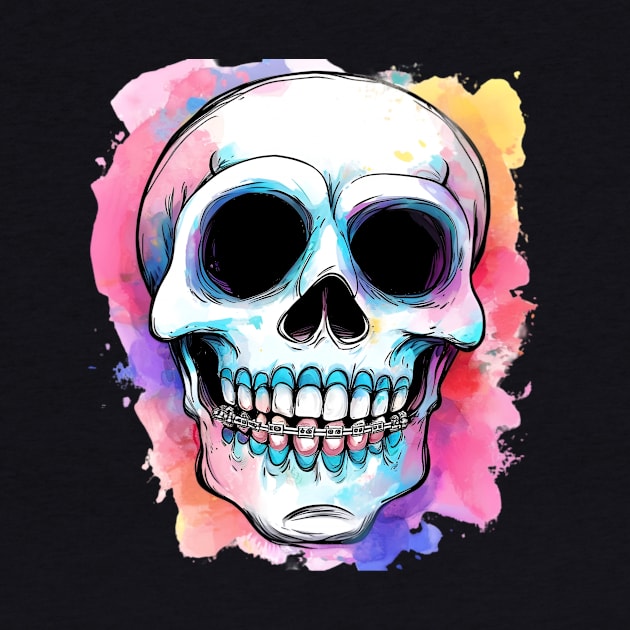 Smiling Skull with Braces | T Shirt Design by artprint.ink